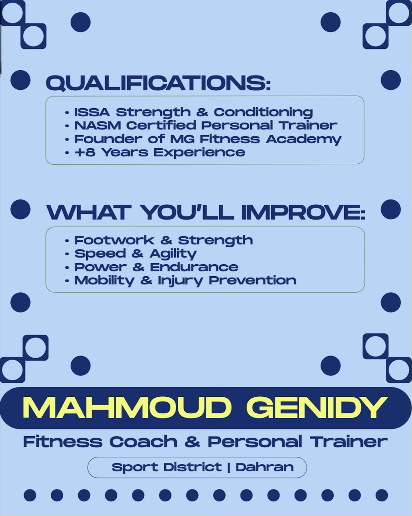 Mahmoud Genidy qualifications poster
