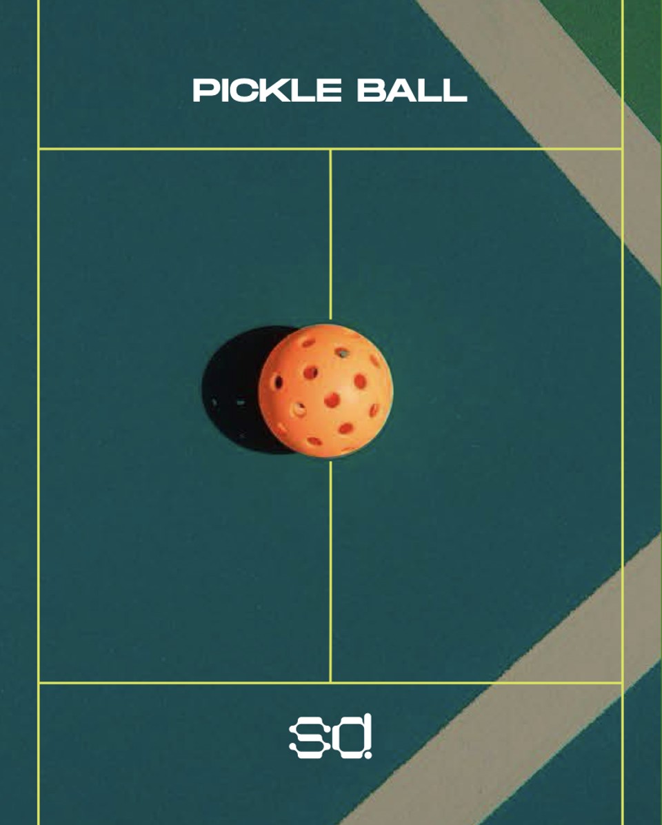 Sports District pickleball poster from the identity system
