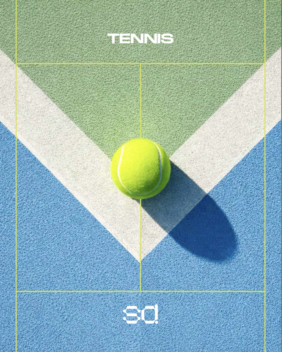 Sports District tennis poster from the identity system